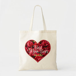 Red Heart Script Best Mamma någonsin Blommigt Mors Tygkasse
