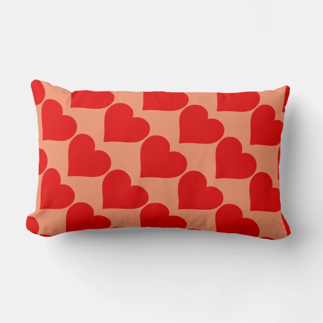Red Heart Shape Kärlek Classic - enkel minimalism Lumbarkudde (Framsida)