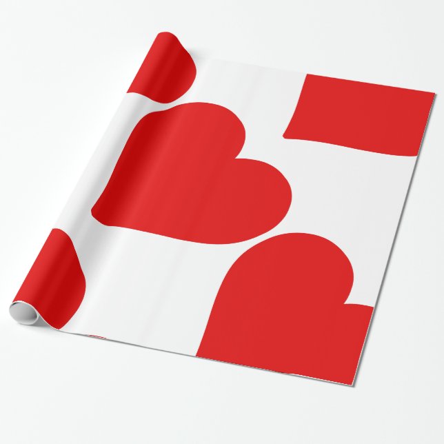 Red Heart Shape Kärlek Classic - enkel minimalism Presentpapper (Utrullad)