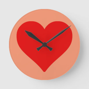 Red Heart Shape Kärlek Classic - enkel minimalism Rund Klocka