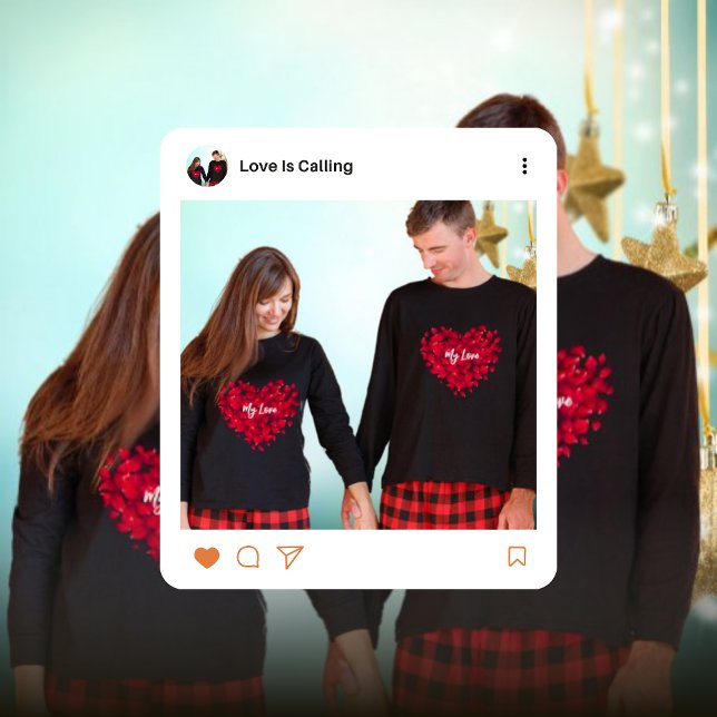 Red Heart Shaped Blommigt Valentine Day par T Shirt (Skapare uppladdad)