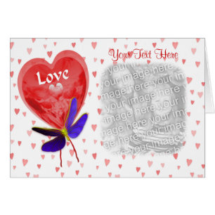 Red Heart Shaped Kärlek Balloon Photo Hälsningskort