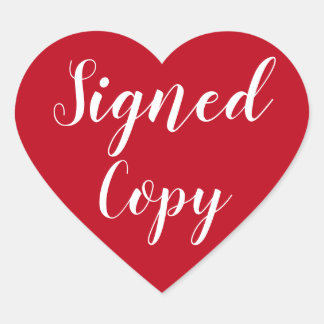 Red Heart Signed Copy Romantik Author Writer Hjärtformat Klistermärke