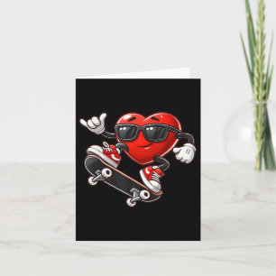 Red Heart Skateboarding Valentines day Småbarn Kid Kort
