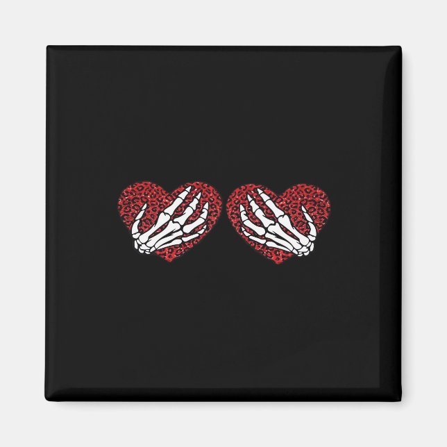 Red Heart Skeleton Händer Classic Magnet (Framsidan)