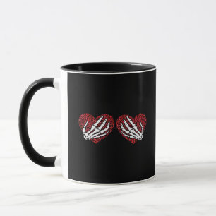 Red Heart Skeleton Händer Classic Mugg