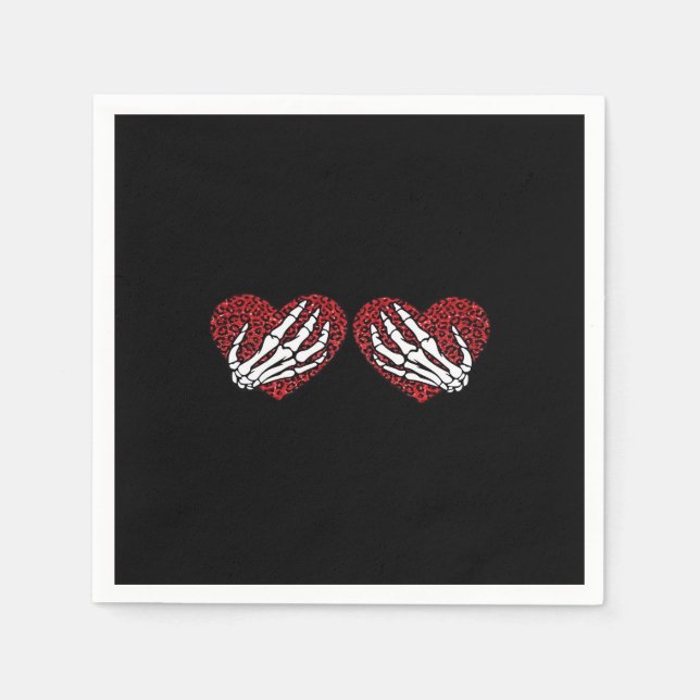 Red Heart Skeleton Händer Classic Pappersservett (Framsidan)