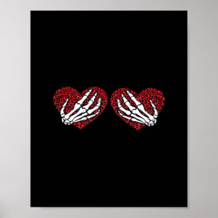 Red Heart Skeleton Händer Classic Poster