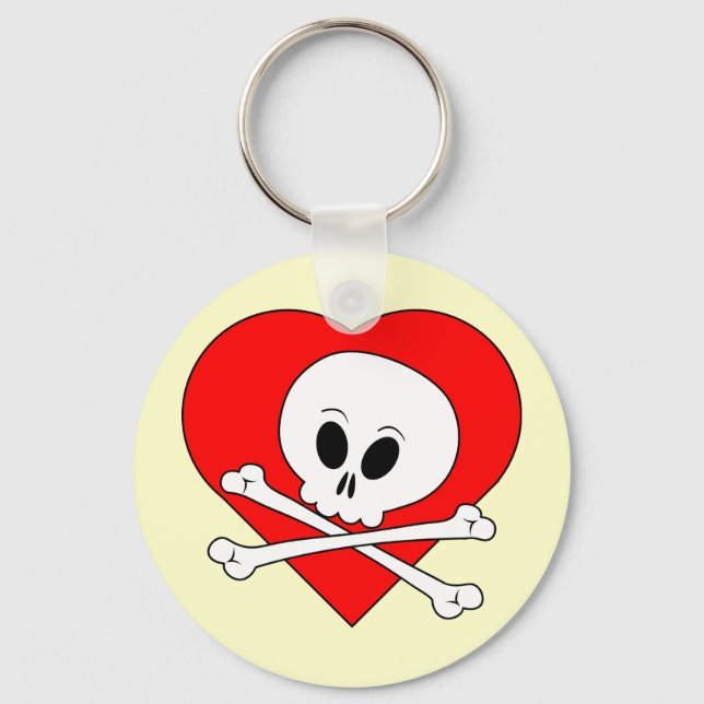 Red Heart Skull Nyckelring (Framsida)