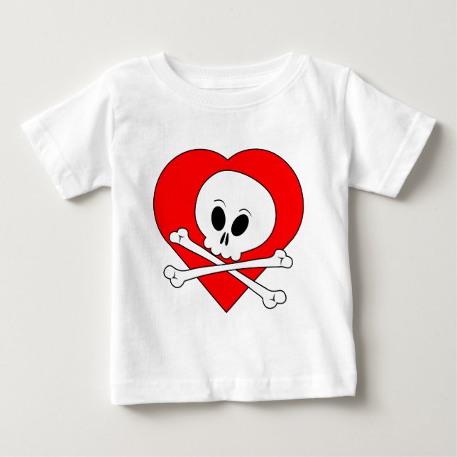 Red Heart Skull Tee Shirt (Framsida)
