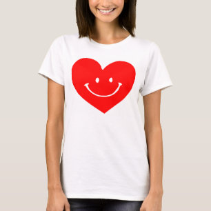 Red Heart Smiling Ansikte Tee