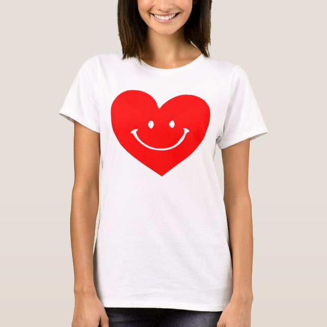 Red Heart Smiling Ansikte Tee (Framsida)