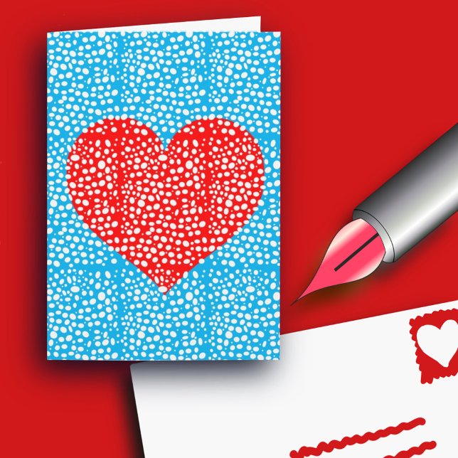 Red Heart som ses genom en snöfönsterValentines Helgkort (Skapare uppladdad)