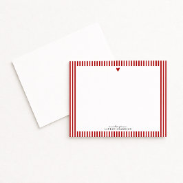 Red Heart Striped Valentine Note Card Inbjudningar