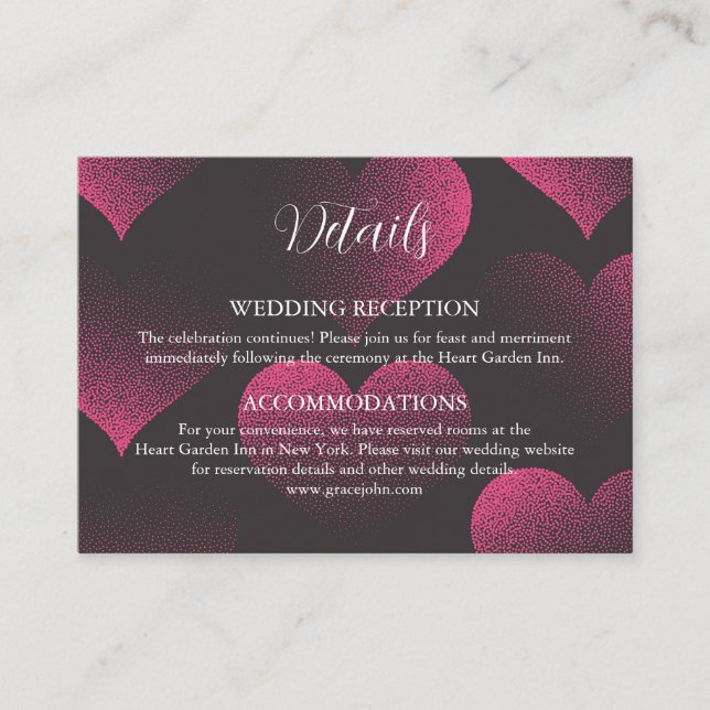 Red Heart Theme Wedding Details Enclosure Cards Tilläggskort (Framsida)