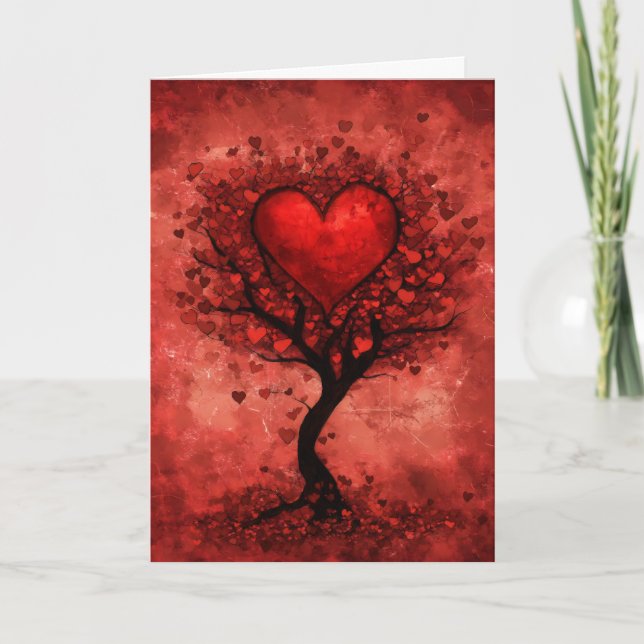 Red Heart Träd Helgkort (Framsida)