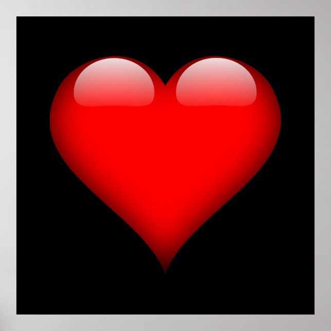 Red Heart Trendig Kärlek Bröllop Poster (Framsidan)