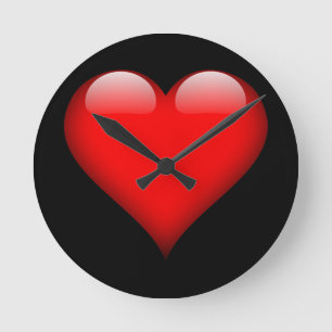 Red Heart Trendig Kärlek Bröllop Rund Klocka