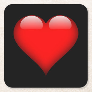 Red Heart Trendig Kärlek Bröllop Underlägg Papper Kvadrat