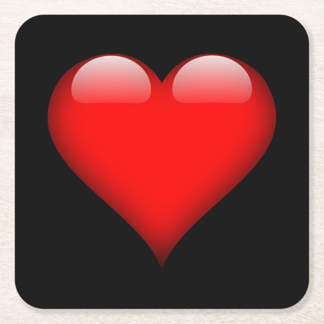 Red Heart Trendig Kärlek Bröllop Underlägg Papper Kvadrat (Framsidan)