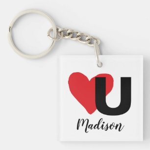 Red Heart U Kärlek Valentine Day Black Typography