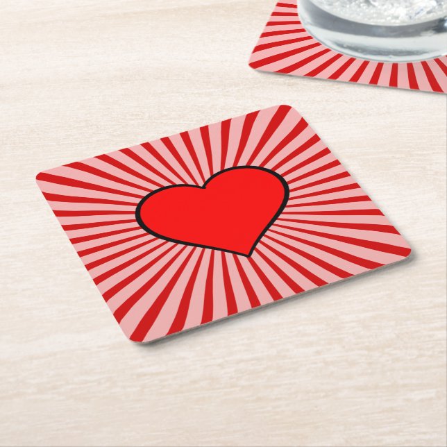 Red Heart Underlägg Papper Kvadrat (Vinklad)