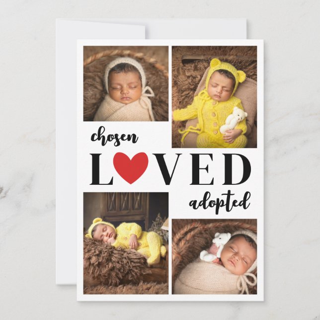 Red Heart vald Loved Antogs Photo Collage Meddelande (Framsida)