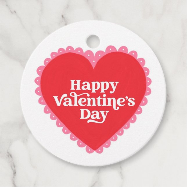 Red Heart Valentine Day Gåvor Etiketter (Framsida)