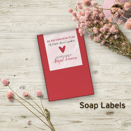 Red Heart Valentine Day Handmade Artisan Soap Rektangulärt Klistermärke