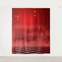Red Heart Valentine Day Photo BackDrop Tapestry