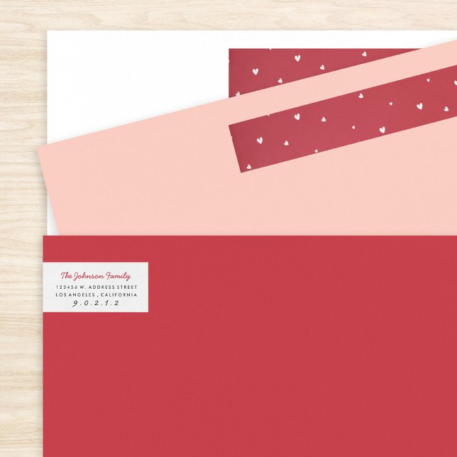 Red Heart Valentine Returadress Etikettband (Skapare uppladdad)