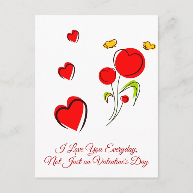 Red Heart Valentine Vykort (Framsida)