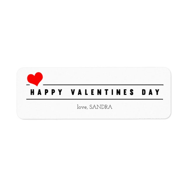 Red Heart Valentines Dag-etikett Returadress Etikett (Framsidan)