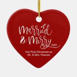 Red Heart vår första jul, gift Merry Photo Julgransprydnad Keramik