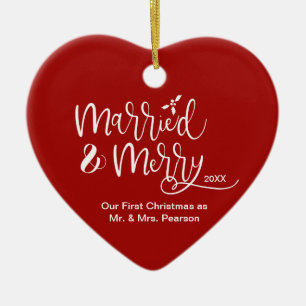 Red Heart vår första jul, gift Merry Photo Julgransprydnad Keramik
