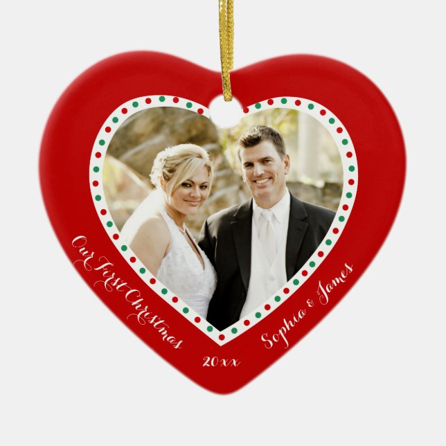 Red Heart vår första julprydnad Julgransprydnad Keramik (Framsidan)