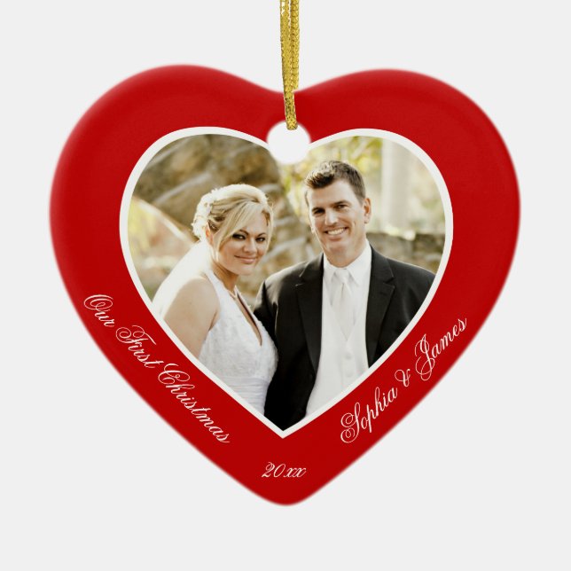 Red Heart vår första julprydnad Julgransprydnad Keramik (Framsidan)