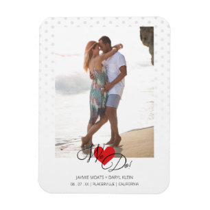 Red Heart Vi citerar Polka dots Photo Bröllop Magnet