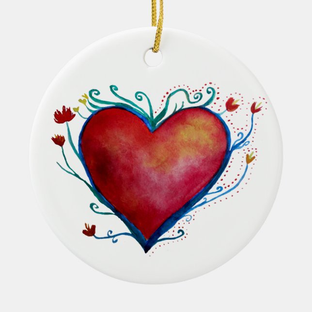 Red Heart Watercolor Art Ornament (Framsidan)