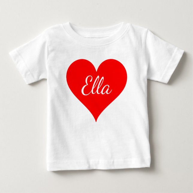 "Red Heart with anpassade namn" T-shirt (Framsida)