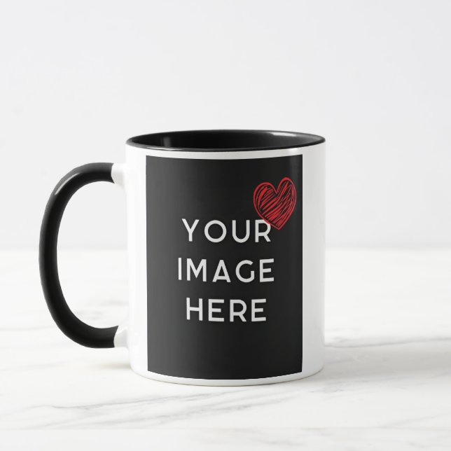 Red heart with personalize image mugg (Vänster)