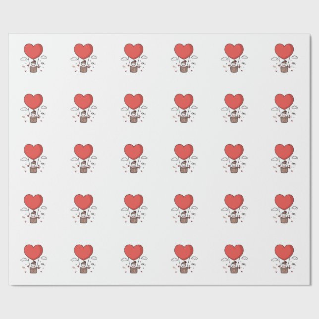 Red Heart Wrapping Paper – Romantic Valentine’s Gi Presentpapper (Platt)