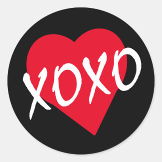 Red Heart XOXO Valentine Day Simple Classic Runt Klistermärke