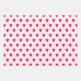 Red Hearts Abstrakt Hand plockade Boho Stil Mönste