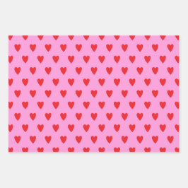 Red Hearts Abstrakt Hand plockade Boho Stil Mönste