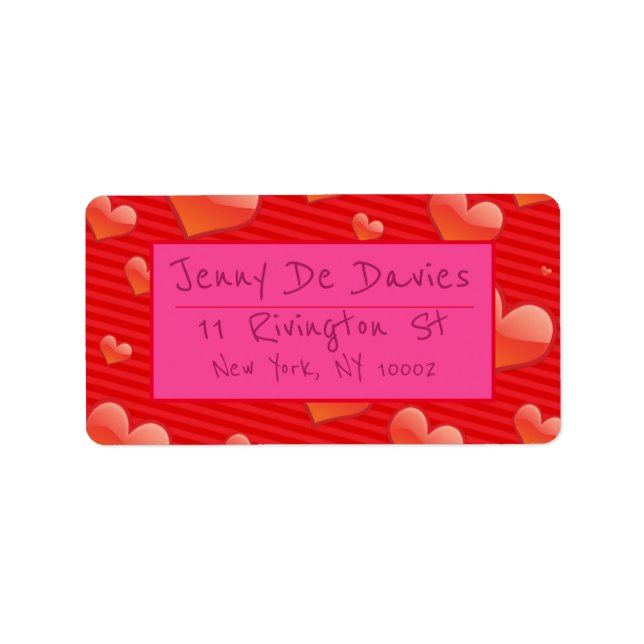 Red Hearts Adressetikett (Framsidan)