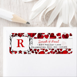 Red Hearts and Ro Return Address Label Returadress Etikett