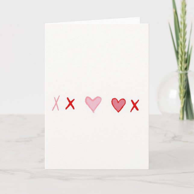 Red Hearts And Xs Love Card Kort (Framsida)