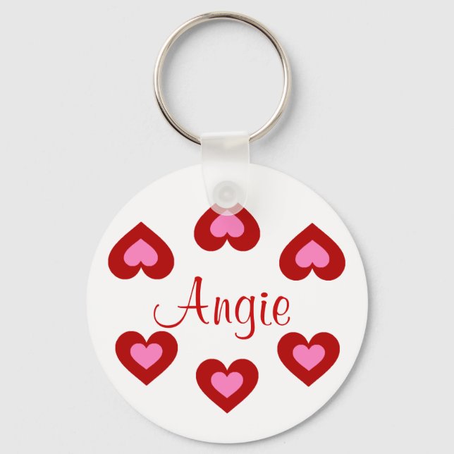 Red Hearts Anpassade Valentine Namn Keychain Nyckelring (Framsida)