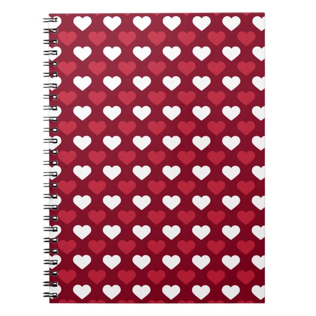 Red Hearts Anteckningsbok Med Spiral (Framsidan)